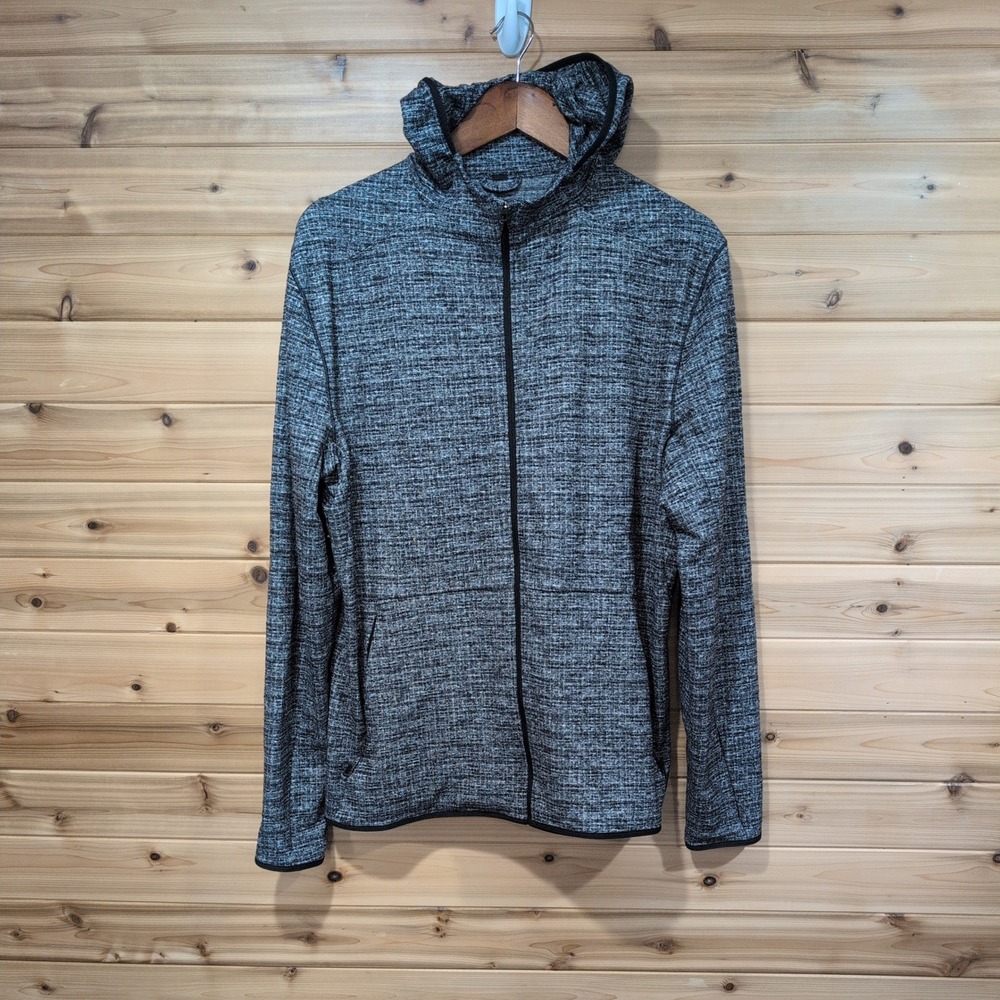 Lululemon Mens Surge Warm Full Zip Hoodie Space Dye Black White Size L